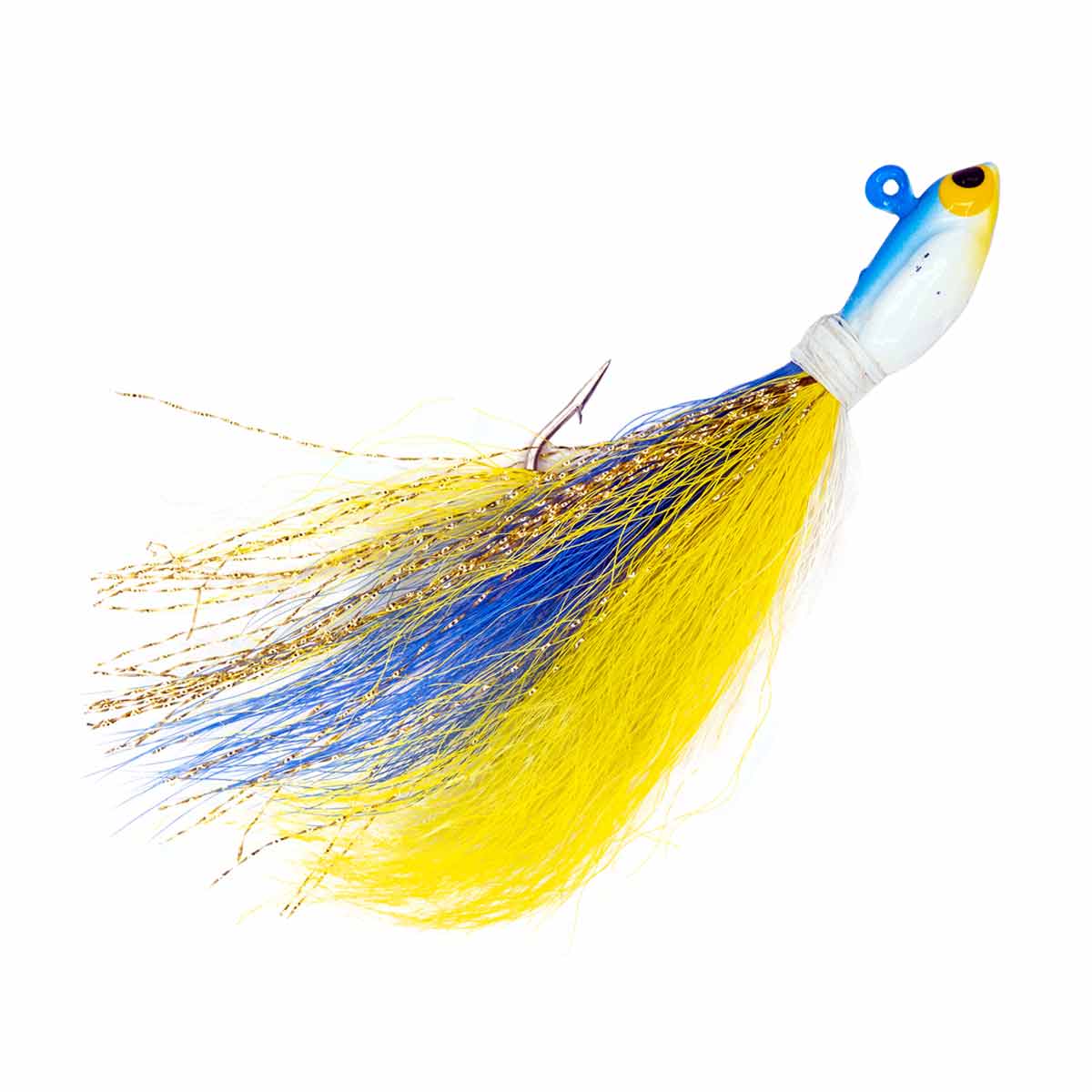 Charlie's Worms Potbelly Bucktail Jig 1/4 blue white yellow