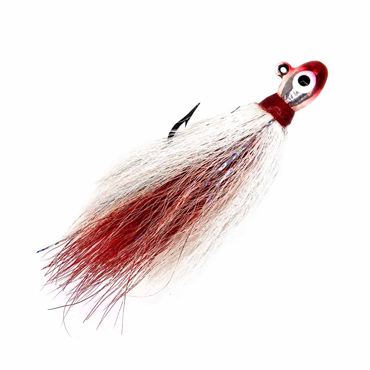 Charlies Worms Pompano Bucktail Jig Red shad