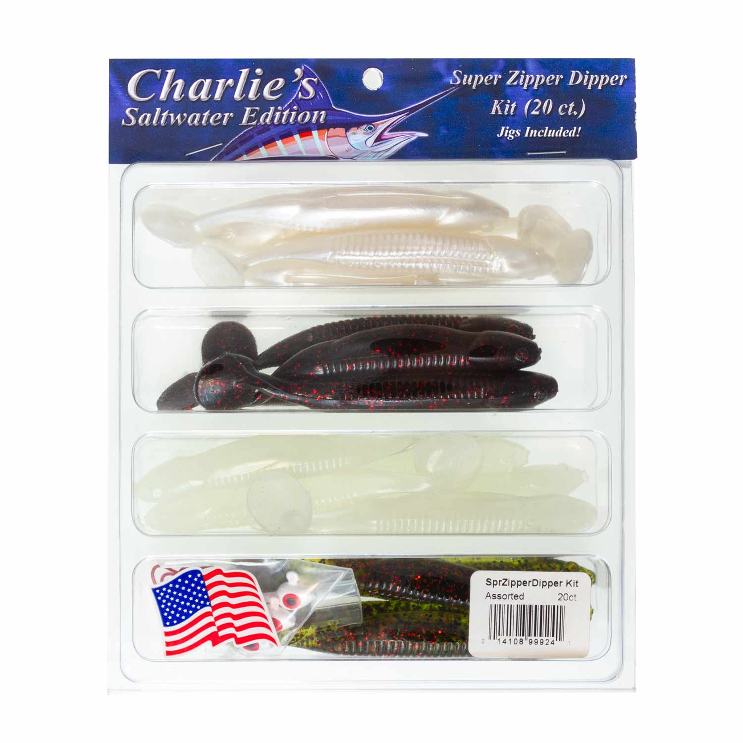 Charlies Worms paddle tail swimbait Super Zipper Dipper Kit