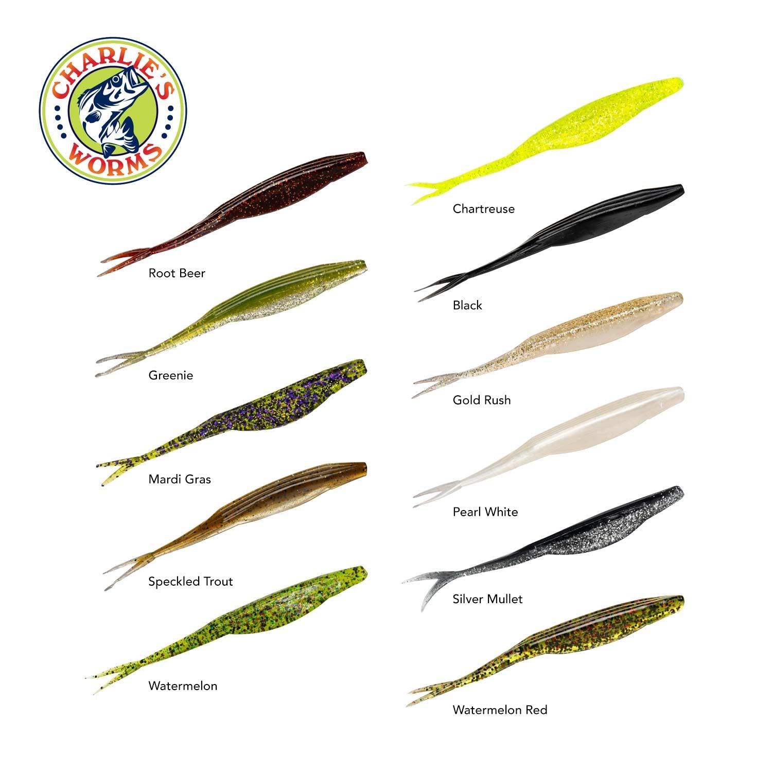 charlie's worms soft plastic bait swimming juke color chart